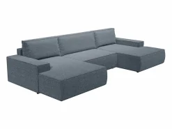 Gran sofá cama rinconera panorámico en tela texturizada AMELIA < Vente-unique Best