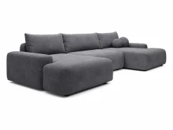 Gran sofá cama rinconera panorámico de 7 plazas en tela texturizada DAVISO < Vente-unique Online