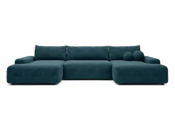 Gran sofá cama rinconera panorámico de 7 plazas en tela texturizada DAVISO < Vente-unique New