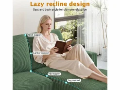Gran sofá de esquina panorámico - 4 plazas - chaise longue 109cm - de pana - 269x140x86 - < DripeX Clearance