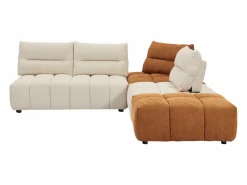 Vente-unique Sofá Modular | Gran sofá rinconera con respaldo avanzable y reclinable en tela beige y terracota APOLIU