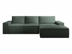 Gran sofá rinconera derecha de pana verde AMELIA < Vente-unique Best