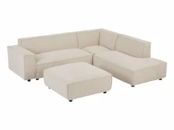 Vente-unique Sofá Modular * Gran sofá rinconera derecha y otomano de pana en BORORE Beige