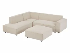 Gran sofá rinconera izquierda y otomano de pana BORORE < Vente-unique