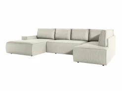 Gran sofá rinconera panorámico izquierdo convertible de pana AMELIA < Vente-unique Discount