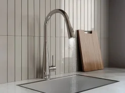 Vente-unique Grifo De Cocina * Grifo de cocina con ducha extraíble de acero inoxidable - Cromado - RONA Plateado