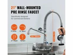 Grifo de Cocina SucceBuy para Fregadero de Montaje en Pared - Con Rociador de Prelavado, 53.3 cm < New