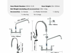 Grifo de Cocina SucceBuy para Fregadero de Montaje en Pared - Con Rociador de Prelavado, 63.5 cm < Best