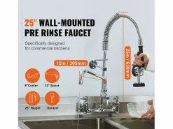 Grifo de Cocina SucceBuy para Fregadero de Montaje en Pared - Con Rociador de Prelavado, 63.5 cm < Best