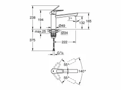 Bauloop Mezclador de cocina giratorio Caño bajo cromado < GROHE Hot