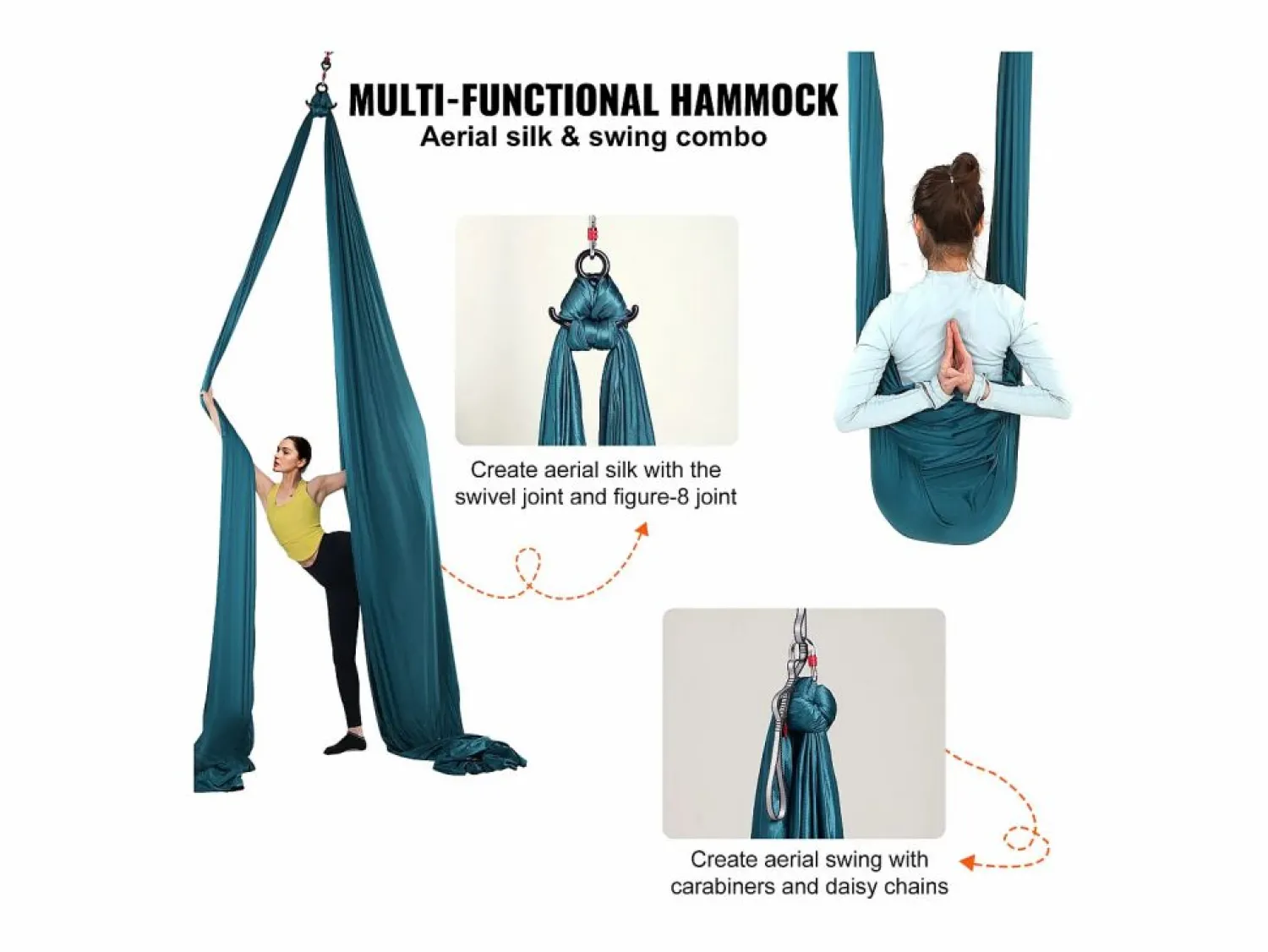 Hamaca de Yoga SucceBuy 8,7 m, Hamaca Trampa para Inversión, en Seda Aérea, < Online