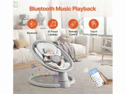 Hamaca Eléctrica para Bebés, SucceBuy Columpio para Bebés y Recién Nacidos con 5 Velocidades, Mando Bluetooth, Canciones de Cuna y Cojín < New