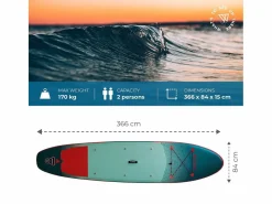 WATTSUP Deportes Náuticos | Hinchable Sup F12 12' - 366x84x15cm Dropstitch - Pack Paddle Leash Pump Carry Bag