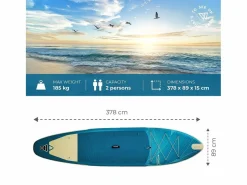 WATTSUP Deportes Náuticos * Hinchable Sup MARLIN 12'5 - 378x86x15cm Dropstitch - Pack Paddle Leash Pump Carry Bag Azul