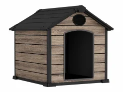 - Caseta Perros Exterior Oak O10 - 102x115x100cm - Suelo - 2 Respiraderos de Ventilación - Protección UV e Impermeable – Efecto Madera - Interior de Resina < Hoggar Best