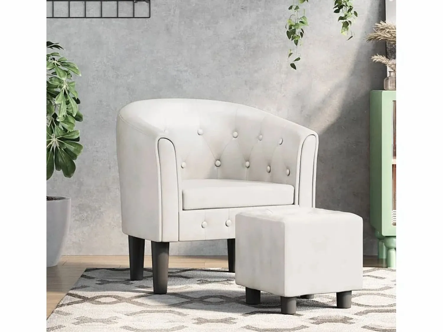 Jalkar Sillón con taburete cuero sintético < Garden Furniture Sale