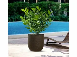 Jarrón cilíndrico de resina Raffaello Marrone de 35 x 34 cm para plantas de interior y exterior < Outlet