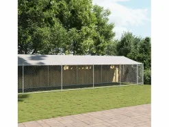 Clicnbuy Seguridad Para Mascotas * Jaula de perros techo y puerta acero galvanizado 12x2x2 m Gris