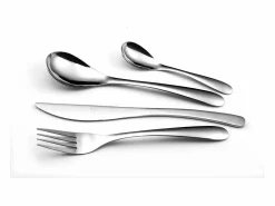 Amefa Cubierto * Juego de cubiertos Nymphéa de 24 piezas de acero inoxidable con líneas curvas y fluidas Plateado