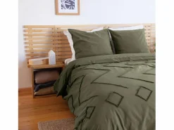 Sweeek Ropa De Cama|Juego De Sábanas * Juego de funda nórdica de algodón, tufted étnico de 2 plazas Verde