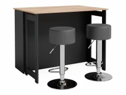 Vicco Mueble Bar | Juego de mesa de bar oro power roble/antracita 116x37x90.5 dominic