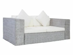 Juego de sofás con cojines 2 piezas ratán natural < vidaxl Outlet