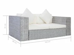 Juego de sofás con cojines 2 piezas ratán natural < vidaxl Outlet