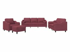 Juego de sofás con cojines 4 piezas tela tinto < vidaxl Discount