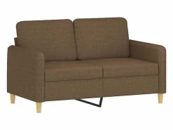 Clicnbuy Conjunto Sofás * Juego de sofás con cojines 2 piezas tela marrón Marru00f3n