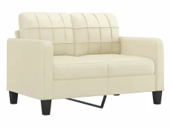 Clicnbuy Conjunto Sofás * Juego de sofás con cojines 2 piezas cuero sintético Crema