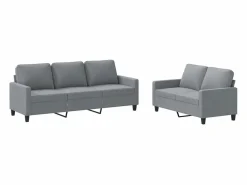 Juego de sofás con cojines 2 piezas tela claro < vidaxl Outlet