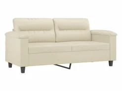 Clicnbuy Conjunto Sofás * Juego de sofás con cojines 3 piezas cuero sintético color Crema
