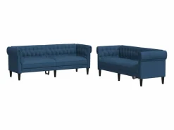 Clicnbuy Conjunto Sofás * Juego de sofás 2 piezas tela Azul