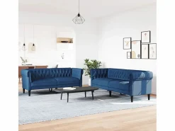 Clicnbuy Conjunto Sofás * Juego de sofás 2 piezas tela Azul