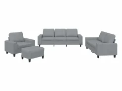 Clicnbuy Conjunto Sofás * Juego de sofás 4 piezas tela claro Gris