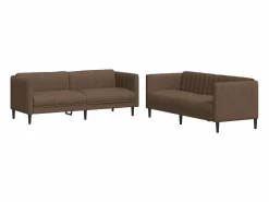 Juego de sofás 2 piezas tela marrón < Clicnbuy Outlet