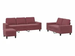 Clicnbuy Conjunto Sofás * Juego de sofás 3 piezas tela tinto Rojo