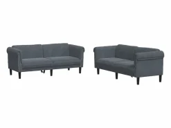 Clicnbuy Conjunto Sofás * Juego de sofás 2 piezas terciopelo oscuro Gris