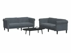 Clicnbuy Conjunto Sofás * Juego de sofás 2 piezas terciopelo oscuro Gris
