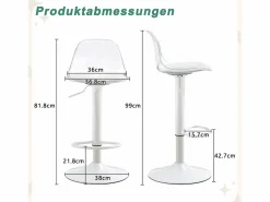 Juego de 2 taburetes de bar con respaldo transparente - Altura ajustable - Patas de metal < Hauss Spole Outlet