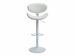 Juego de 2 taburetes de bar de cuero sintético - Altura ajustable - Natural y Blanco - MONTENEGRO < Vente-unique New