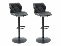 Juego de 2 taburetes de bar de piel sintética y acero - Altura regulable - - CALVIN < Vente-unique Sale