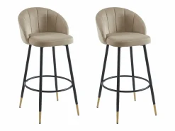 Juego de 2 taburetes de bar de terciopelo y metal - - ELIRAM < Vente-unique Sale