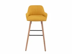 Juego de 2 taburetes de bar de tela y patas madera de haya - Amarillo - ELEANA < Vente-unique Hot