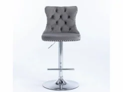 Juego de 2 taburetes de bar giratorios en terciopelo - Altura regulable de 63,5 a 84 cm - y plata < Hauss Spole New