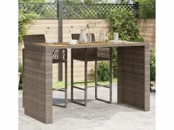 Karaca Mesa alta jardín superficie madera ratán PE 185x80x110 cm < Garden Furniture Hot