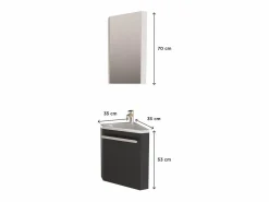 Lavabo de esquina + grifería + mueble SKINO < New