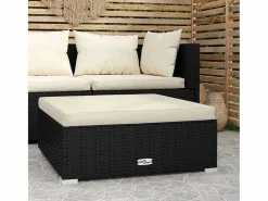 Layla Hope Reposapiés de jardín con cojín ratán sintético gris 70x70x30 cm < Garden Furniture New