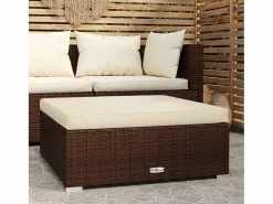 Layla Hope Reposapiés de jardín y cojín ratán sintético marrón 70x70x30cm < Garden Furniture Outlet