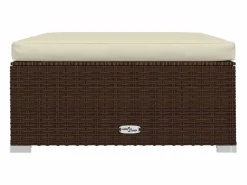Layla Hope Reposapiés de jardín y cojín ratán sintético marrón 70x70x30cm < Garden Furniture Outlet